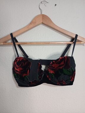 savage x fenty Exploded Floral Velvet & Chiffon Padded Balconette Bra Whimsigoth